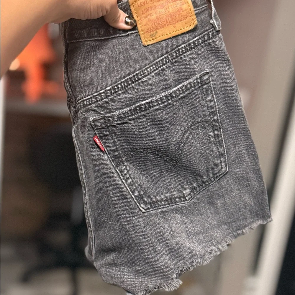 Levi's Washed Black Denim Cutoff Shorts